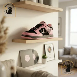 Lil Peep Inspired Chunky Skate Sneakers Pink Black Anarchy Design 5