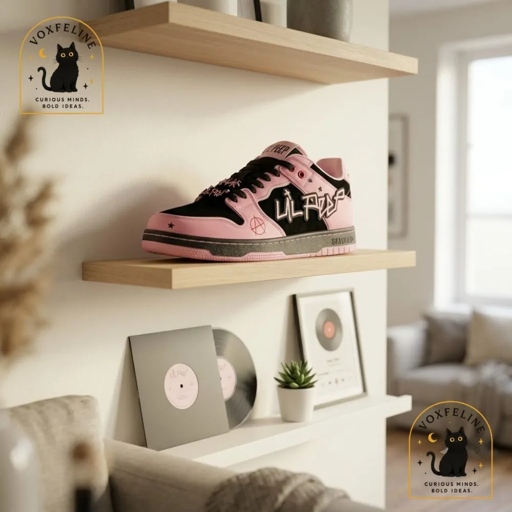 Lil Peep-Inspired Chunky Skate Sneakers Pink & Black Anarchy Design (5) Lil Peep-Inspired Chunky Skate Sneakers Pink & Black Anarchy Design — image 4