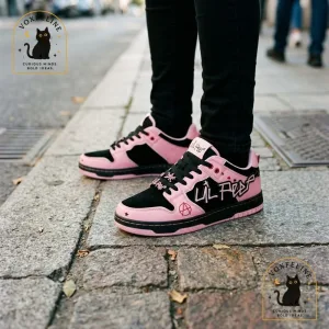 Lil Peep Inspired Chunky Skate Sneakers Pink Black Anarchy Design 6