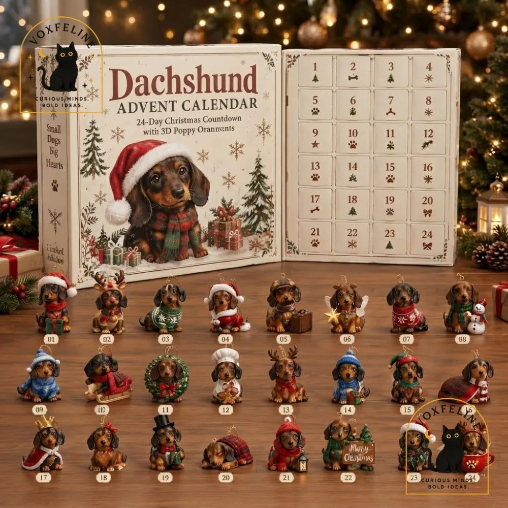 Dachshund Advent Calendar 2026 24-Day Christmas Countdown with 3D Puppy Ornaments