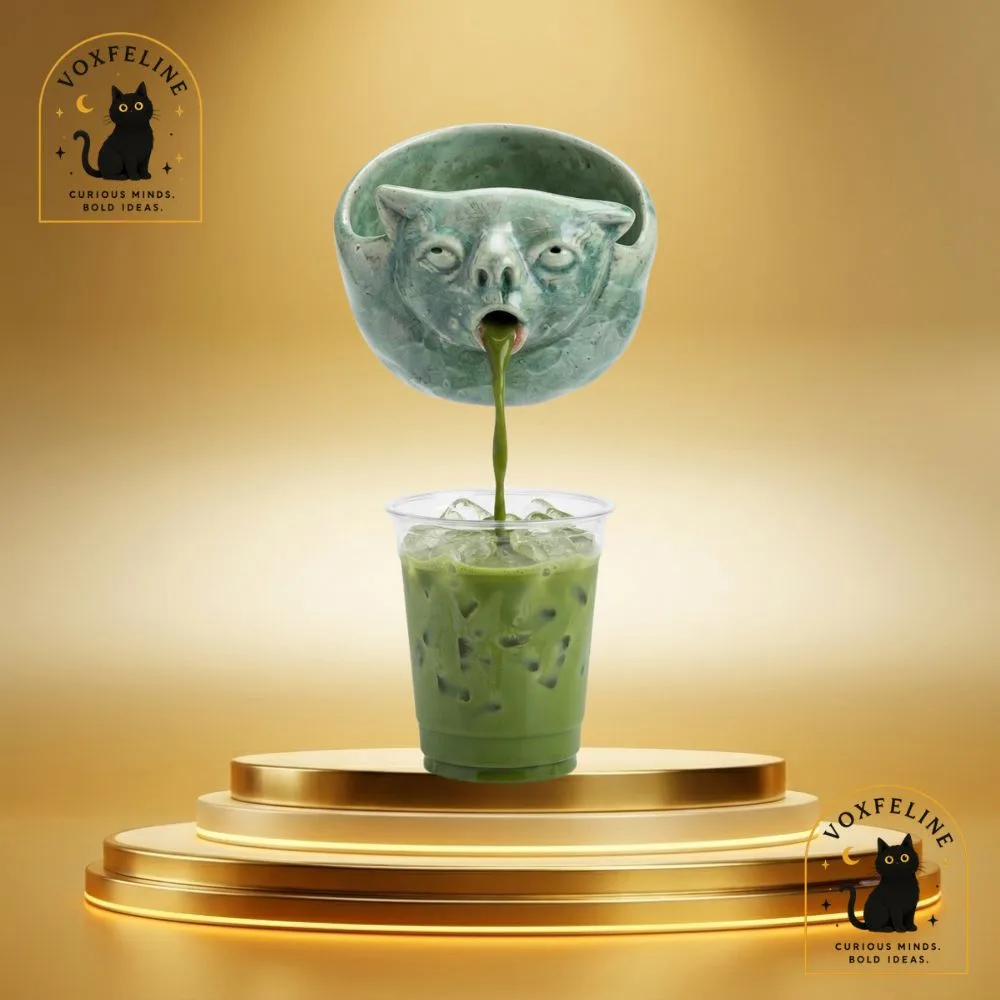 Handmade Ceramic Matcha Bowl Special Edition Cat Face Design