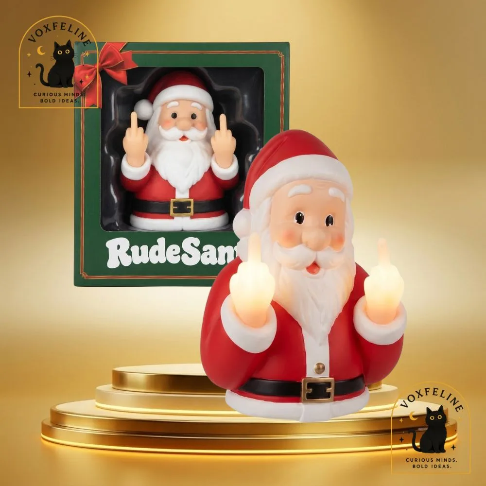 Rude Santa Flipping Off Novelty Christmas Figurine