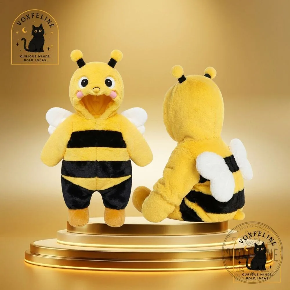 Baby Bee Costume Plush Fuzzy Hooded Romper with Antennae