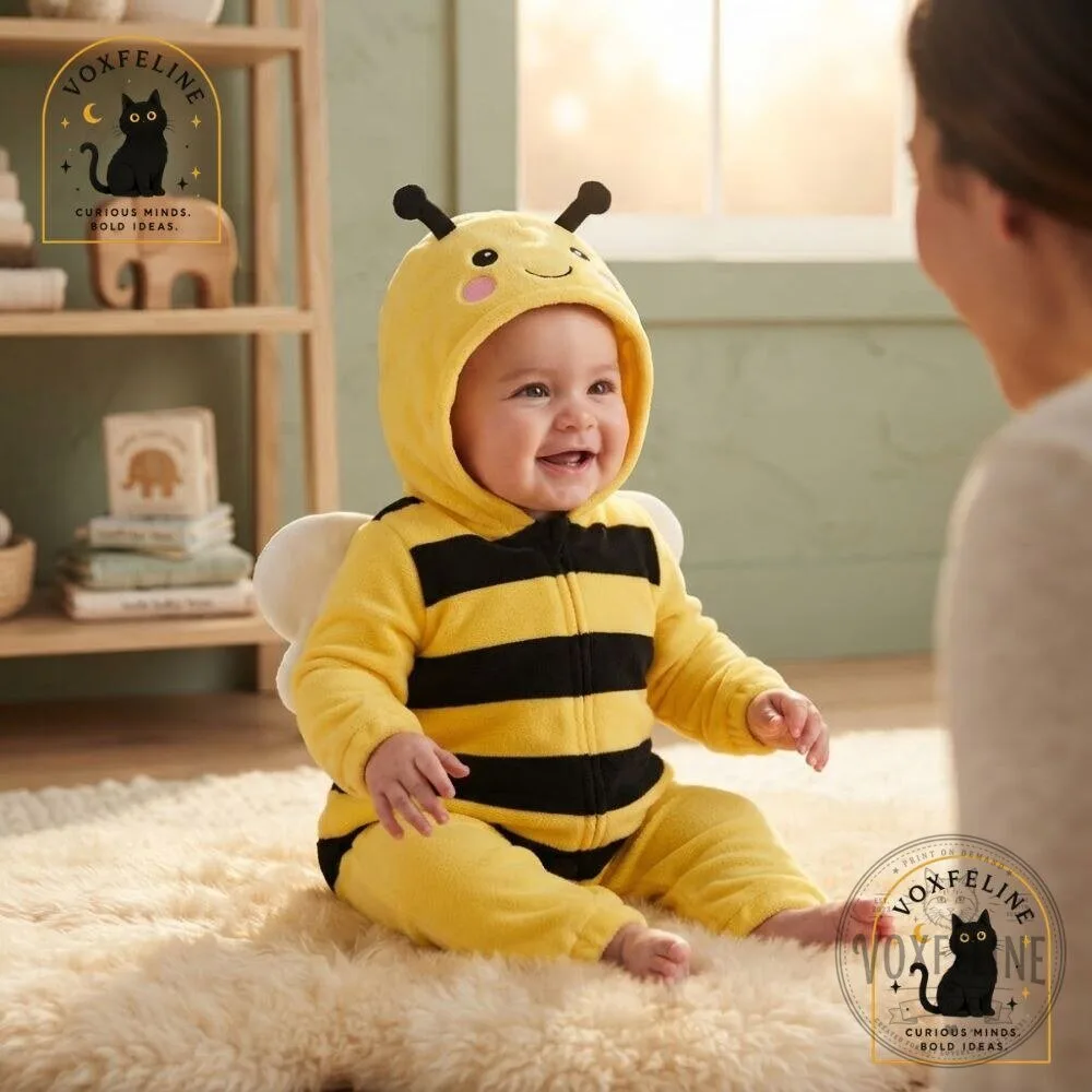 Baby Bee Costume Plush Fuzzy Hooded Romper with Antennae 10 Baby Bee Costume Plush Fuzzy Hooded Romper with Antennae