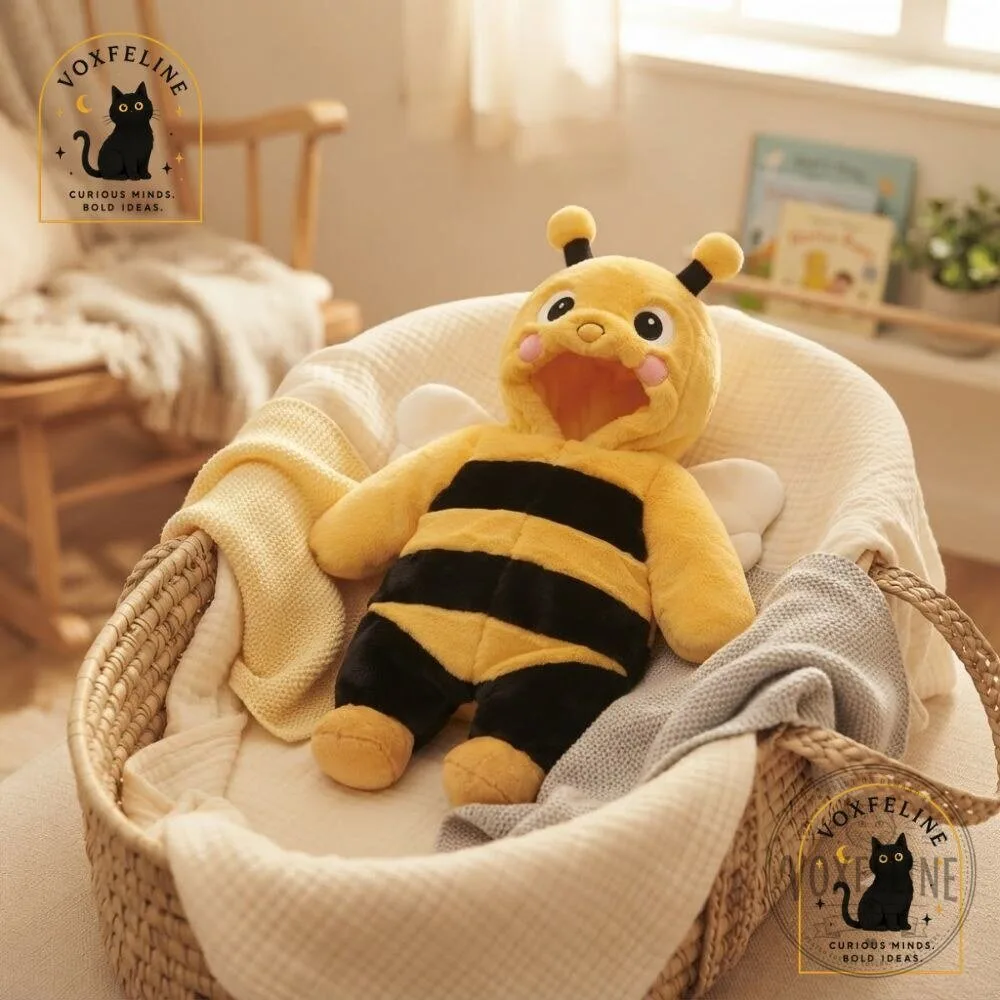 Baby Bee Costume Plush Fuzzy Hooded Romper with Antennae 12 Baby Bee Costume Plush Fuzzy Hooded Romper with Antennae