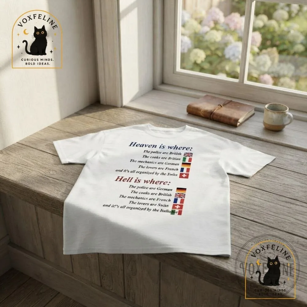 Heaven and Hell Countries Shirt Funny British Italian German French Swiss Quote Tee 14 Heaven and Hell Countries Shirt Funny British Italian German French Swiss Quote Tee