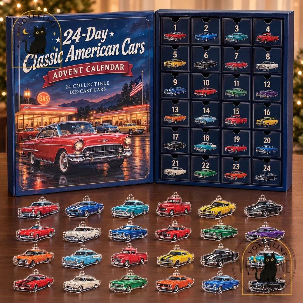 24-Day Classic American Cars Advent Calendar 24 Collectible Die-Cast Cars