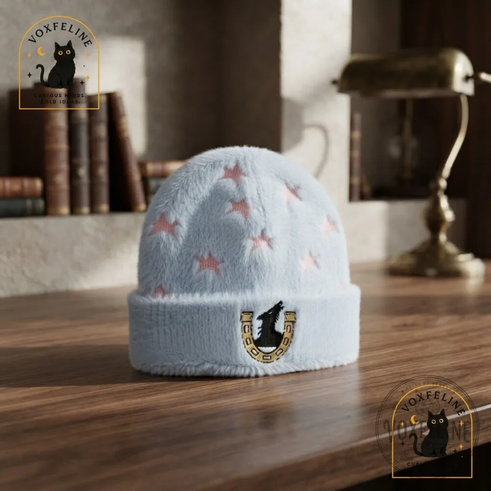 Johnny Joestar Light Blue Knit Beanie Pink Stars & Gold Horseshoe Embroidered Cuffed Hat 11 Johnny Joestar Light Blue Knit Beanie Pink Stars & Gold Horseshoe Embroidered Cuffed Hat
