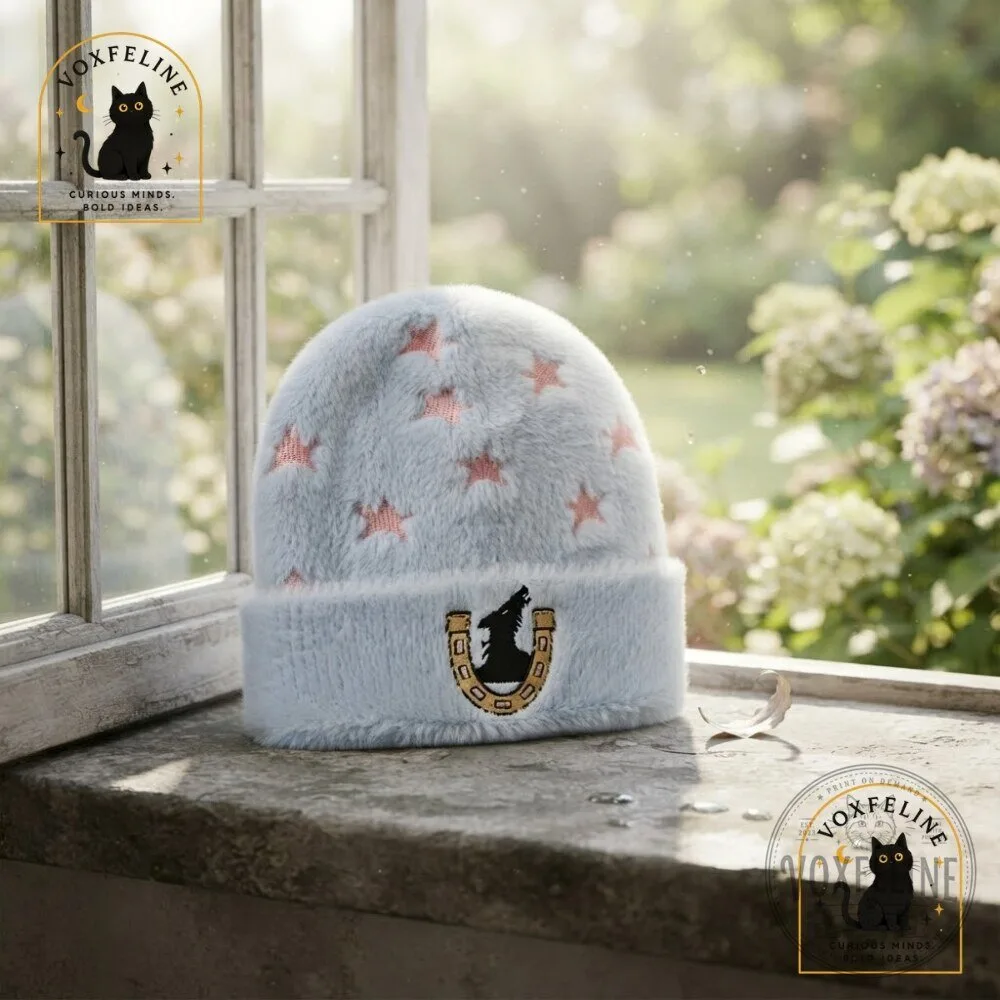 Johnny Joestar Light Blue Knit Beanie Pink Stars & Gold Horseshoe Embroidered Cuffed Hat 13 Johnny Joestar Light Blue Knit Beanie Pink Stars & Gold Horseshoe Embroidered Cuffed Hat