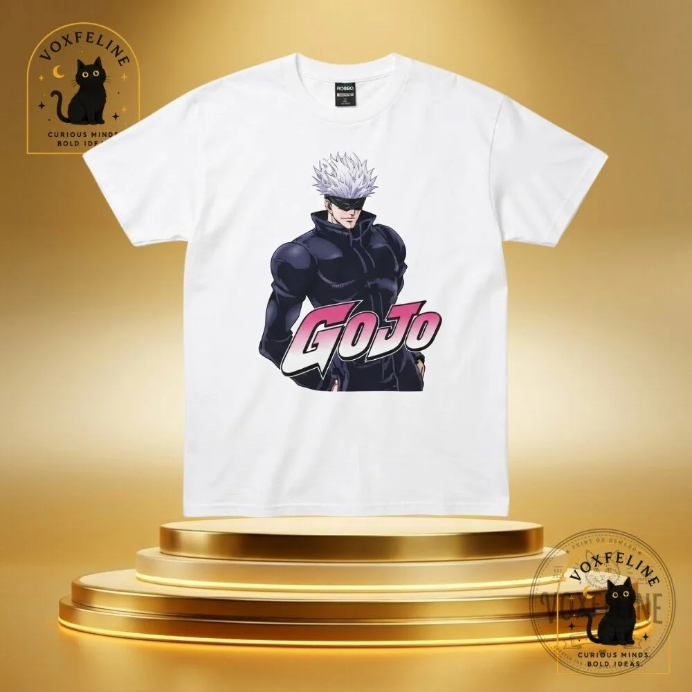 "Shop Gojo T-Shirt: Jujutsu Kaisen x JoJo Adventure Graphic Tee" 26 Gojojo’s Bizarre Adventure T-Shirt Gojo Satoru Jujutsu Kaisen x JoJo Graphic Tee