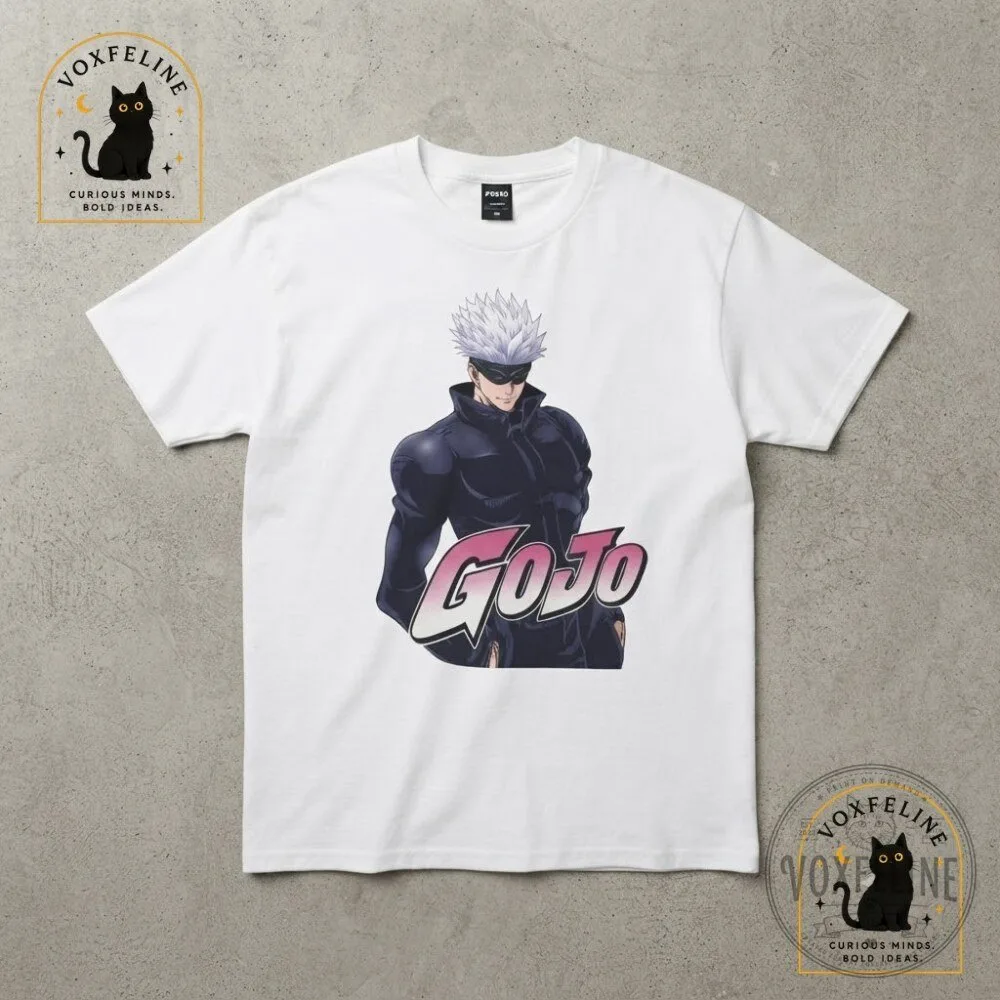 Gojojo’s Bizarre Adventure T-Shirt Gojo Satoru Jujutsu Kaisen x JoJo Graphic Tee 12 Gojojo’s Bizarre Adventure T-Shirt Gojo Satoru Jujutsu Kaisen x JoJo Graphic Tee