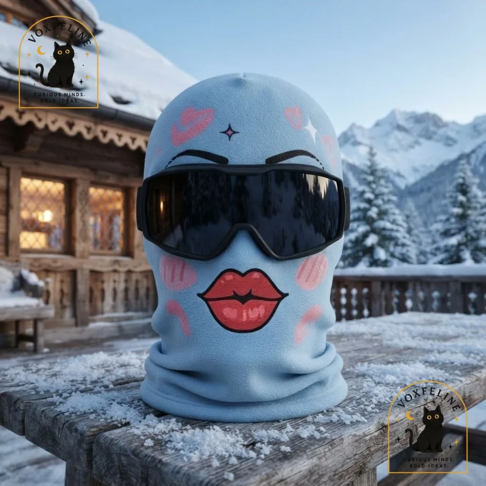 Blue Diva Ski Balaclava Funny Girly Cartoon Face Ski Mask with Ski Goggles (2) Blue Diva Ski Balaclava Funny Girly Cartoon Face Ski Mask with Ski Goggles — image 2
