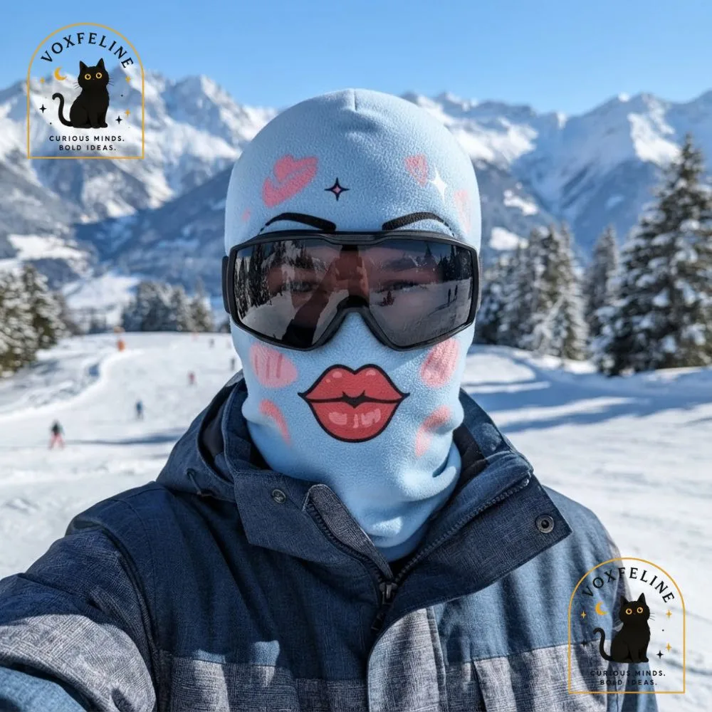 Blue Diva Ski Balaclava Funny Girly Cartoon Face Ski Mask with Ski Goggles (10) Blue Diva Ski Balaclava Funny Girly Cartoon Face Ski Mask with Ski Goggles — image 3