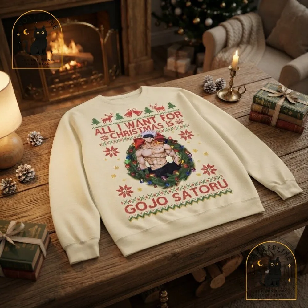 Gojo Satoru Christmas Wreath Sweatshirt Jujutsu Kaisen Holiday Graphic Sweatshirt 14 Gojo Satoru Christmas Wreath Sweatshirt Jujutsu Kaisen Holiday Graphic Sweatshirt