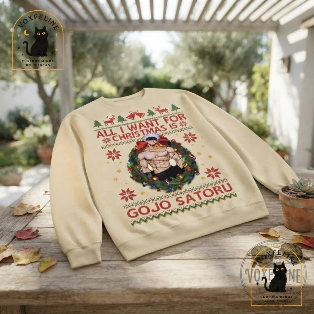 Gojo Satoru Christmas Wreath Sweatshirt Jujutsu Kaisen Holiday Graphic Sweatshirt 16 Gojo Satoru Christmas Wreath Sweatshirt Jujutsu Kaisen Holiday Graphic Sweatshirt