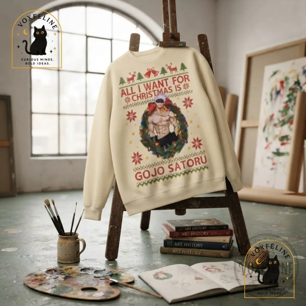 Gojo Satoru Christmas Wreath Sweatshirt Jujutsu Kaisen Holiday Graphic Sweatshirt 18 Gojo Satoru Christmas Wreath Sweatshirt Jujutsu Kaisen Holiday Graphic Sweatshirt