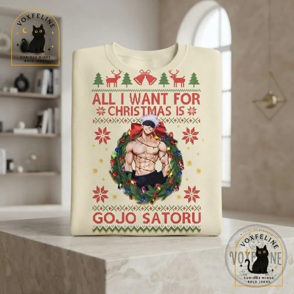 Gojo Satoru Christmas Wreath Sweatshirt Jujutsu Kaisen Holiday Graphic Sweatshirt 20 Gojo Satoru Christmas Wreath Sweatshirt Jujutsu Kaisen Holiday Graphic Sweatshirt