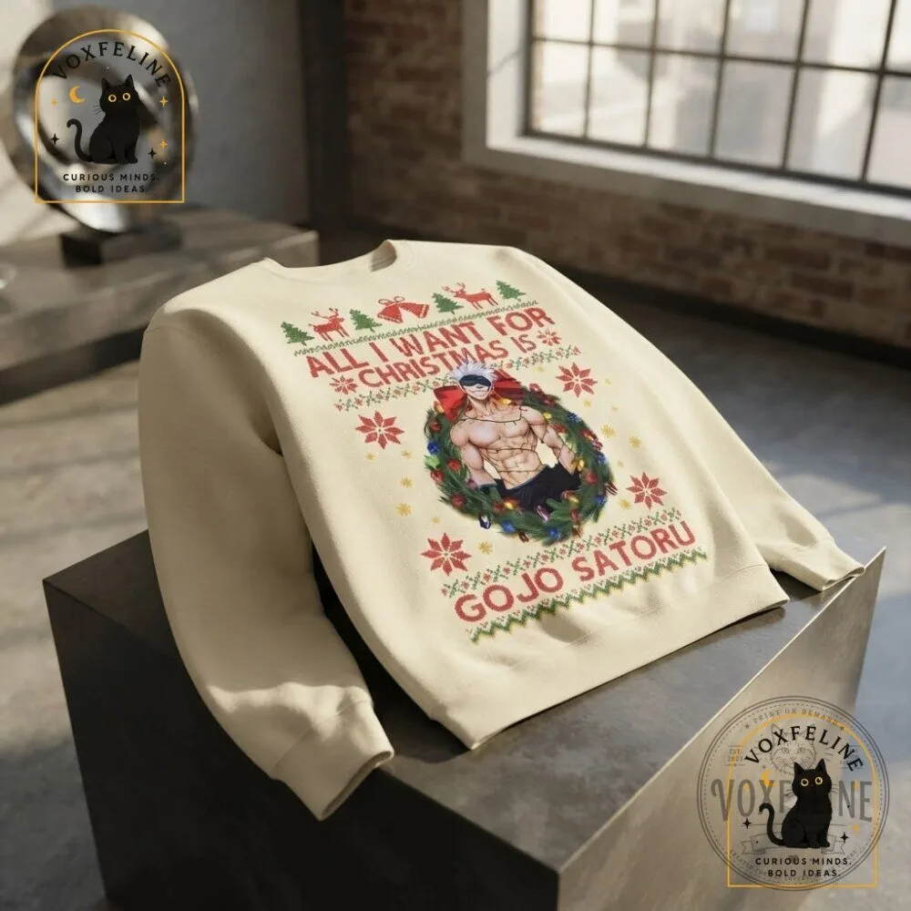 Gojo Satoru Christmas Wreath Sweatshirt Jujutsu Kaisen Holiday Graphic Sweatshirt 21 Gojo Satoru Christmas Wreath Sweatshirt Jujutsu Kaisen Holiday Graphic Sweatshirt