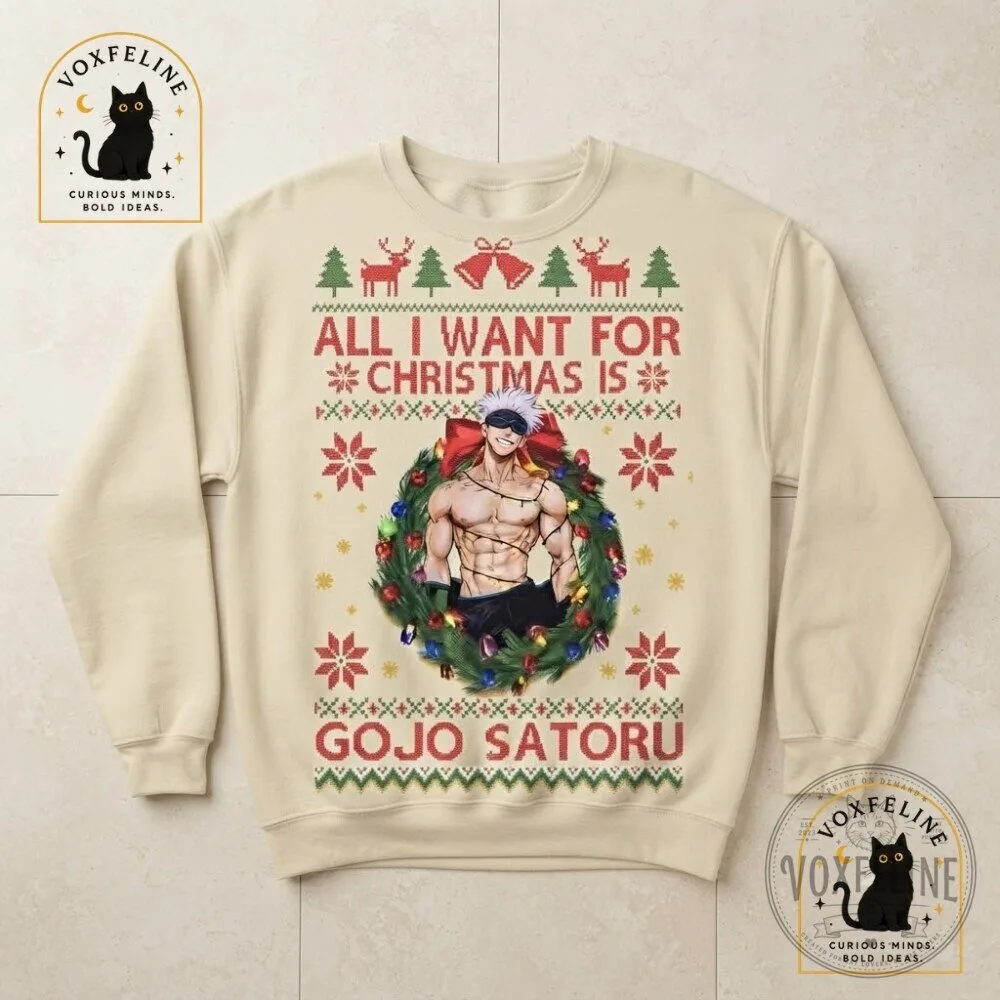 Gojo Satoru Christmas Wreath Sweatshirt Jujutsu Kaisen Holiday Graphic Sweatshirt 22 Gojo Satoru Christmas Wreath Sweatshirt Jujutsu Kaisen Holiday Graphic Sweatshirt