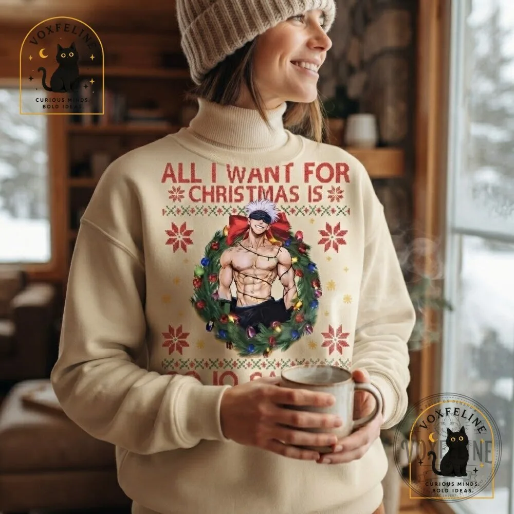 Gojo Satoru Christmas Wreath Sweatshirt Jujutsu Kaisen Holiday Graphic Sweatshirt 23 Gojo Satoru Christmas Wreath Sweatshirt Jujutsu Kaisen Holiday Graphic Sweatshirt