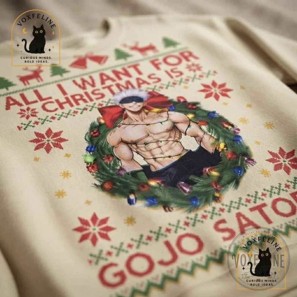 Gojo Satoru Christmas Wreath Sweatshirt Jujutsu Kaisen Holiday Graphic Sweatshirt 24 Gojo Satoru Christmas Wreath Sweatshirt Jujutsu Kaisen Holiday Graphic Sweatshirt