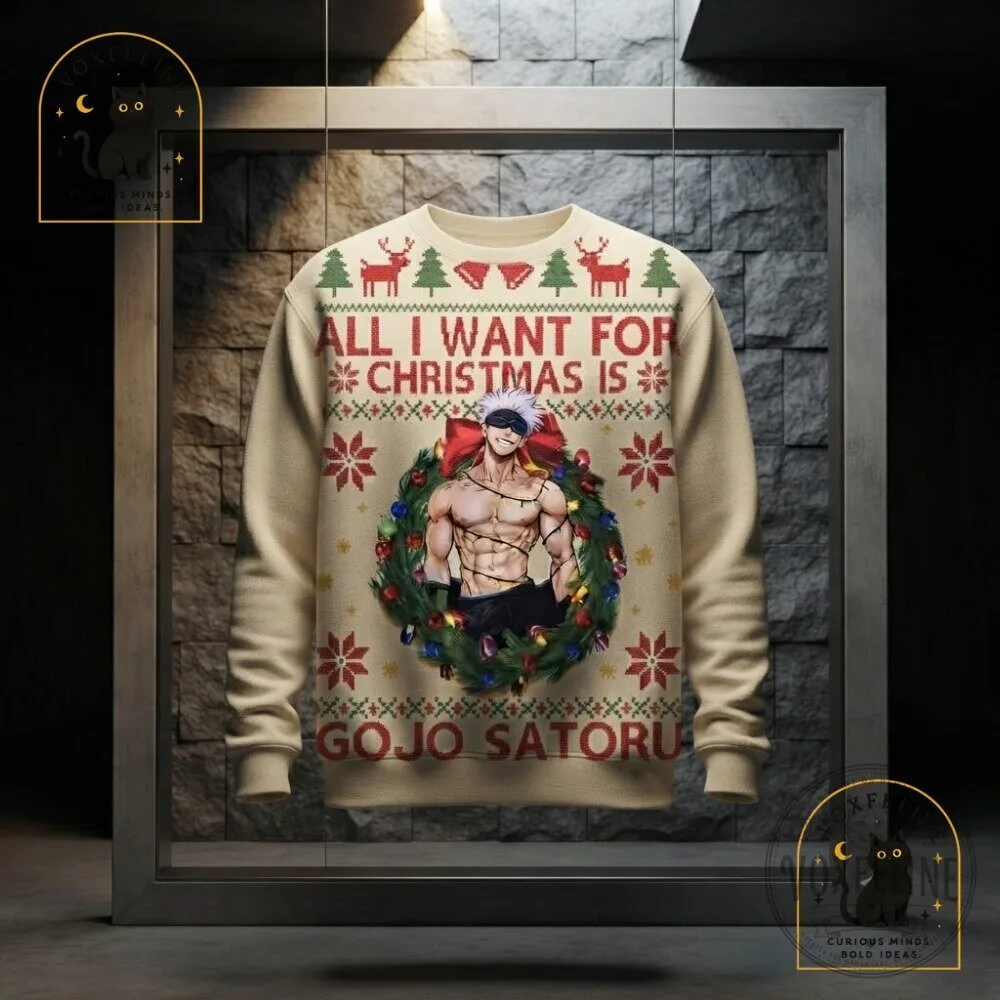 Gojo Satoru Christmas Wreath Sweatshirt Jujutsu Kaisen Holiday Graphic Sweatshirt 25 Gojo Satoru Christmas Wreath Sweatshirt Jujutsu Kaisen Holiday Graphic Sweatshirt