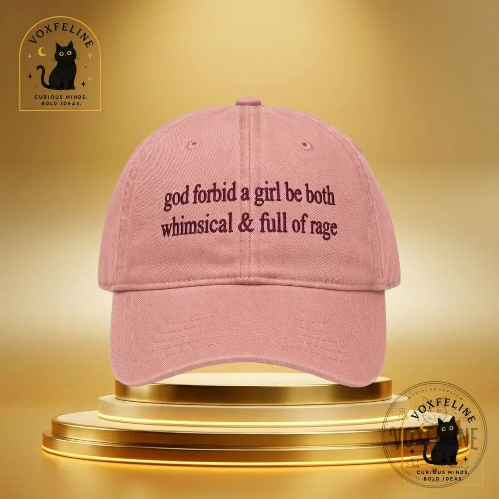"Unique Gifts: NHL Cups, Graphic Tees, FNAF Calendar, and More" 5 God Forbid a Girl Be Both Whimsical & Full of Rage Cap