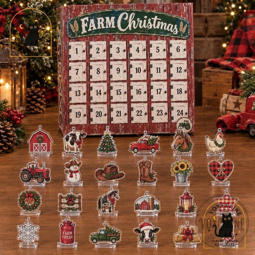 "Unique Christmas Gifts: Advent Calendars, Funny Mugs, and T-Shirts" 42 Cowgirl Farm Christmas Advent Calendar 24-Day Farm-Themed Holiday Countdown