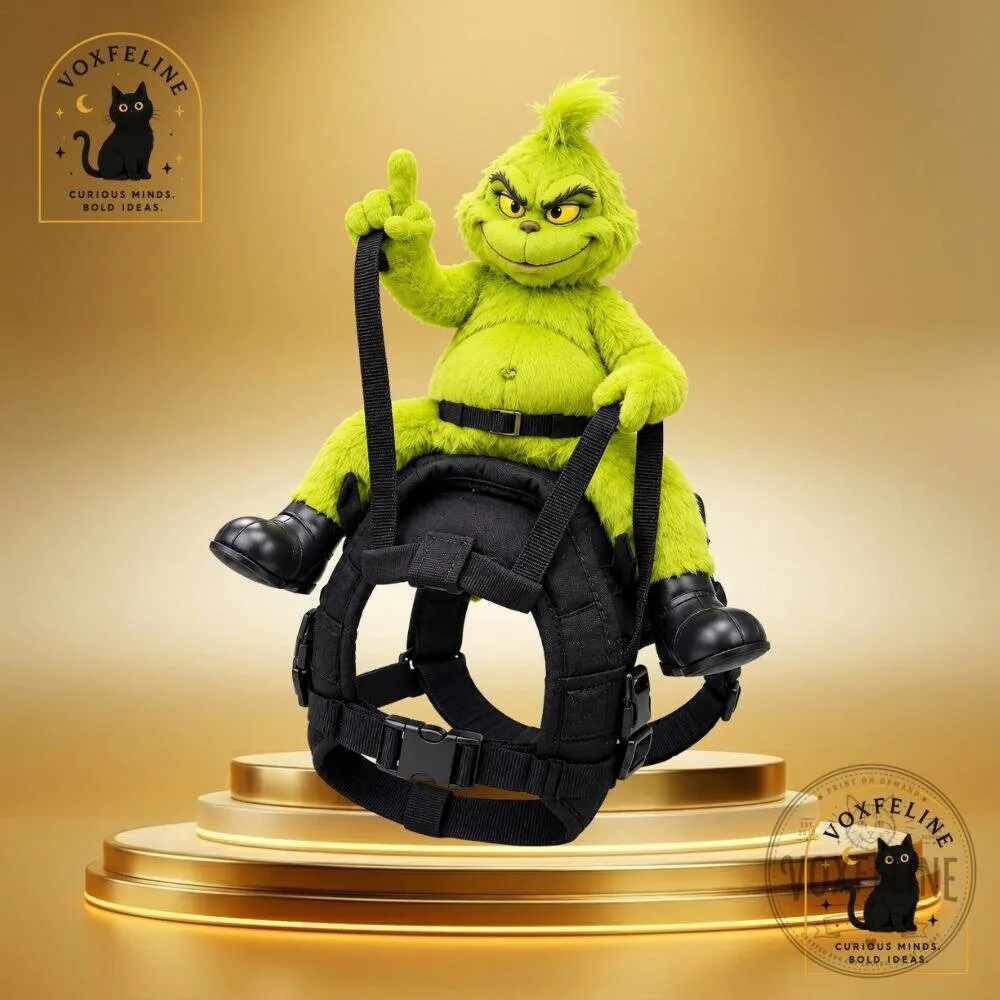 Grumpy Rider Grinch Dog Harness Costume Funny Christmas Pet Outfit