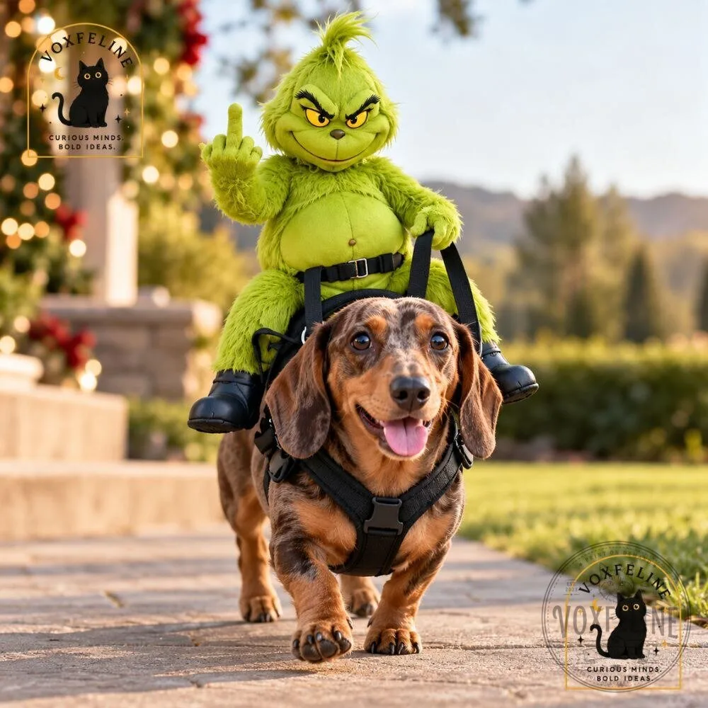 Grumpy Rider Grinch Dog Harness Costume Funny Christmas Pet Outfit 7 Grumpy Rider Grinch Dog Harness Costume Funny Christmas Pet Outfit