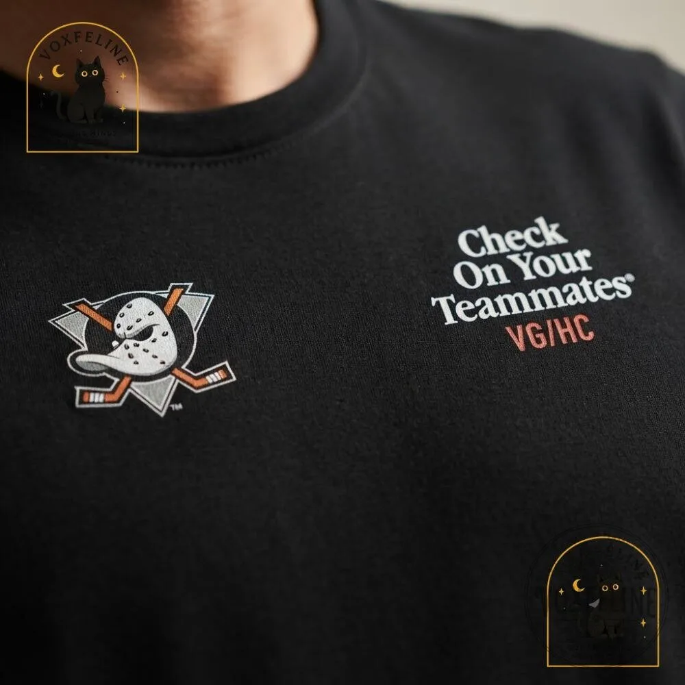 Anaheim Ducks Check On Your Teammates T-Shirt NHL Hockey Graphic Tee 12 Anaheim Ducks Check On Your Teammates T-Shirt NHL Hockey Graphic Tee