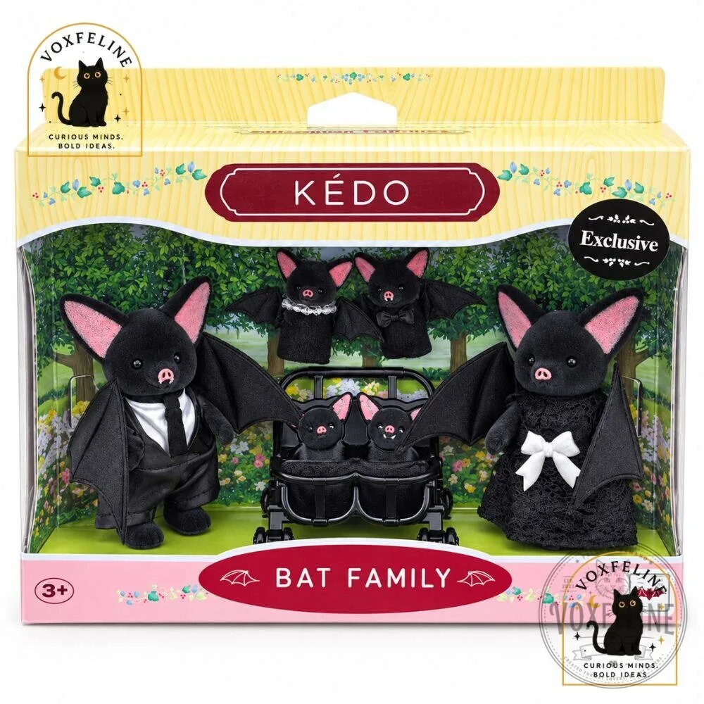 Sylvanian Families Black Bat Family KÉDO Exclusive Mini Pet Figurines Halloween Gift Set 5 Sylvanian Families Black Bat Family KÉDO Exclusive Mini Pet Figurines Halloween Gift Set