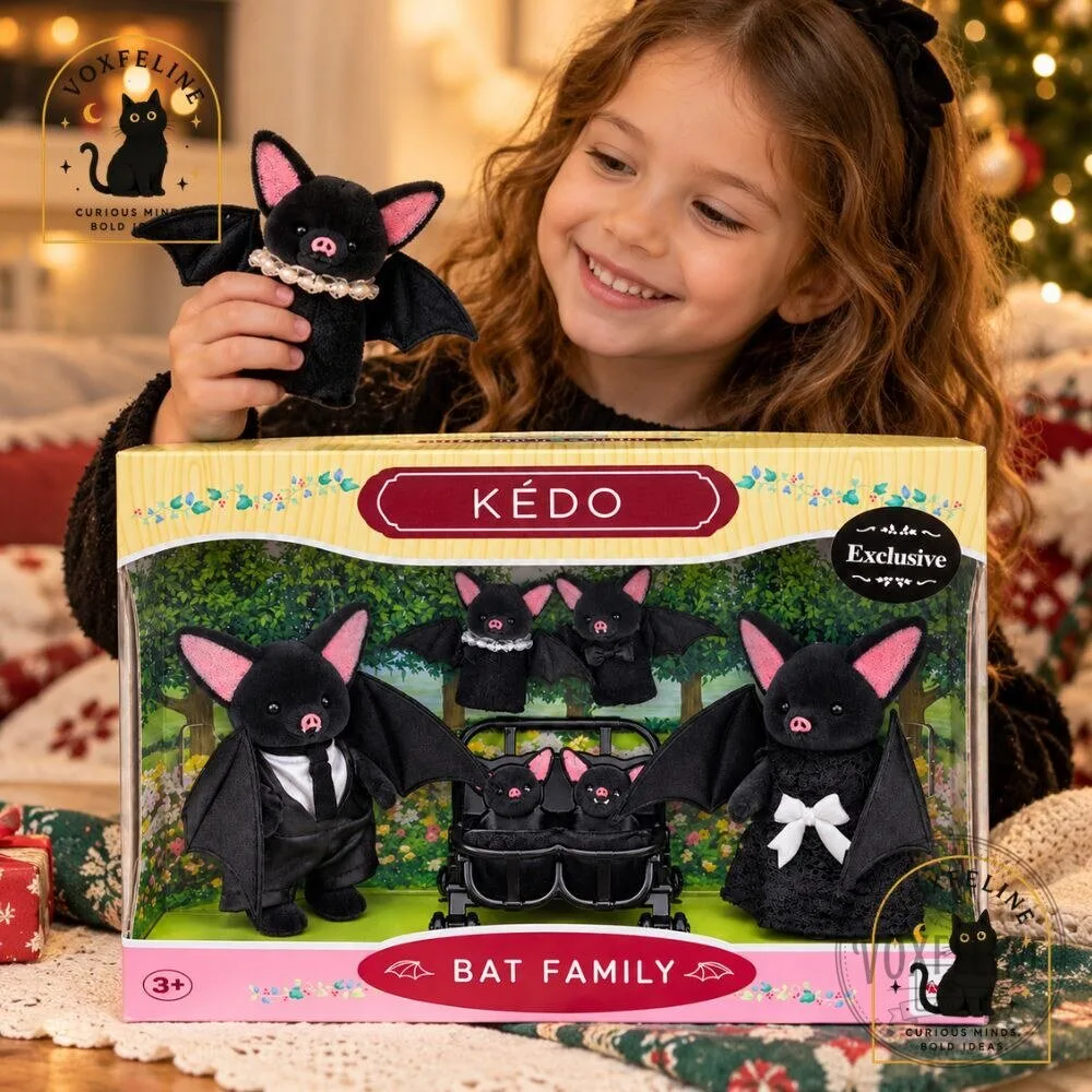 Sylvanian Families Black Bat Family KÉDO Exclusive Mini Pet Figurines Halloween Gift Set 6 Sylvanian Families Black Bat Family KÉDO Exclusive Mini Pet Figurines Halloween Gift Set